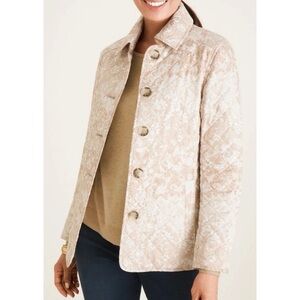 Chico’s Quilted Button Front Floral Jacket Size 2 or L
